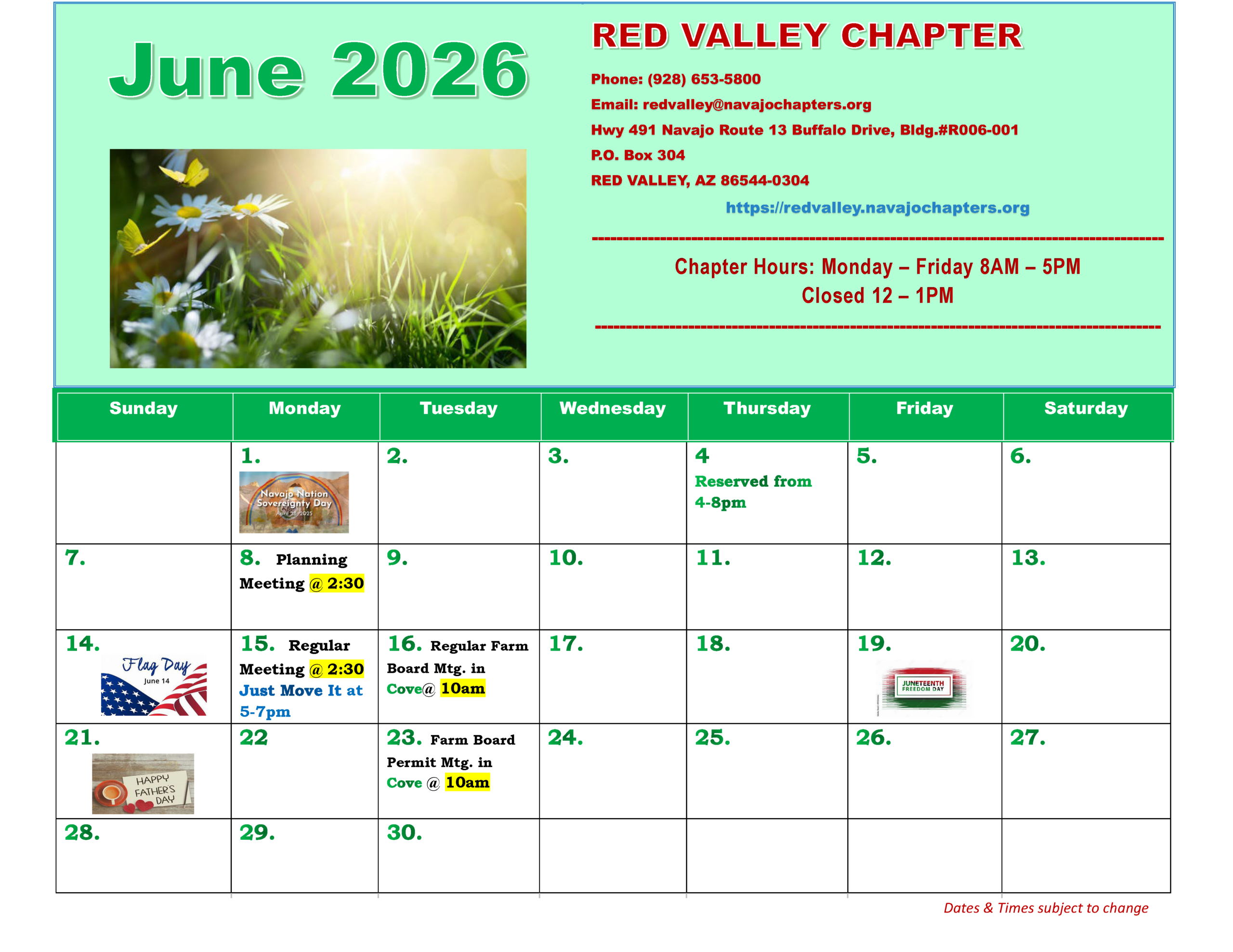 June Calendar